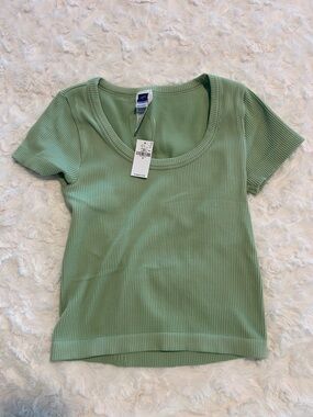 Old Navy Sage Green Ribbed Scoop Neck Tee